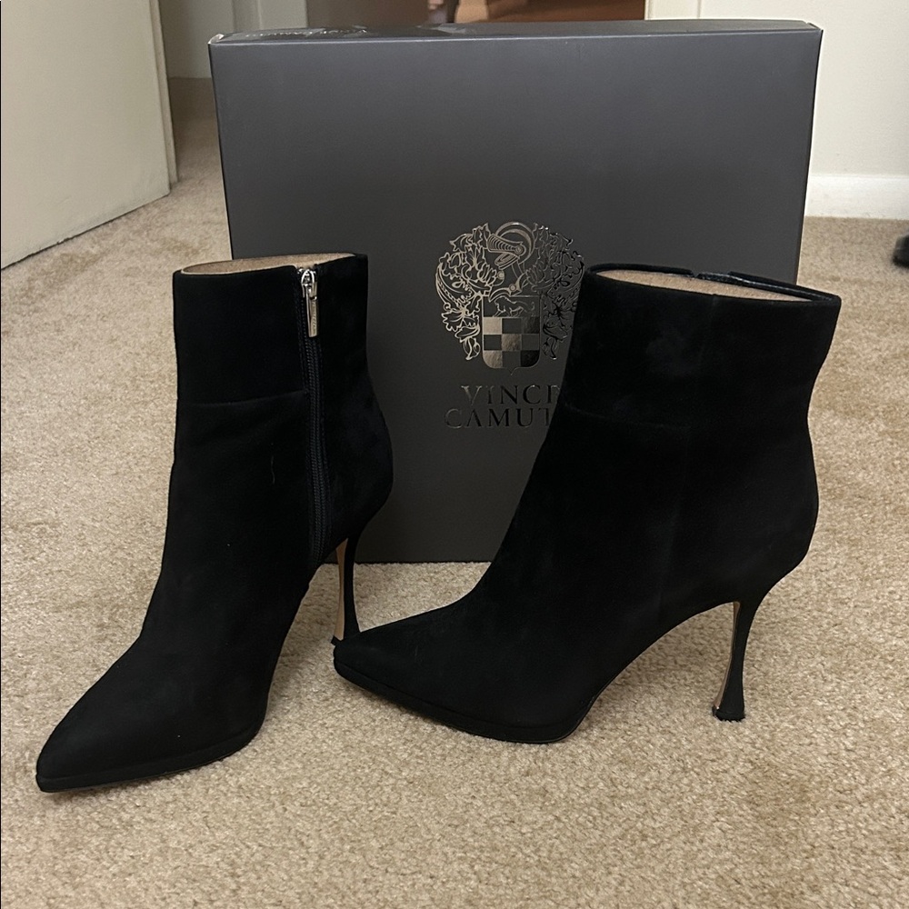 Vince Camuto Black Suede Heeled Boots